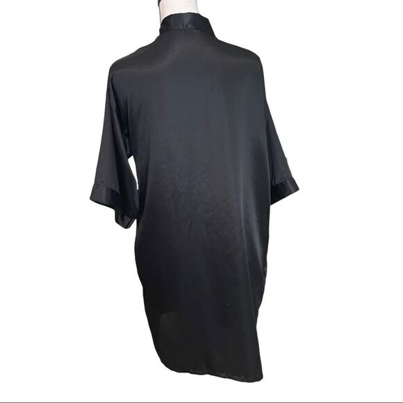 Black Satin Short Robe, Size Small - Picture 9 of 9